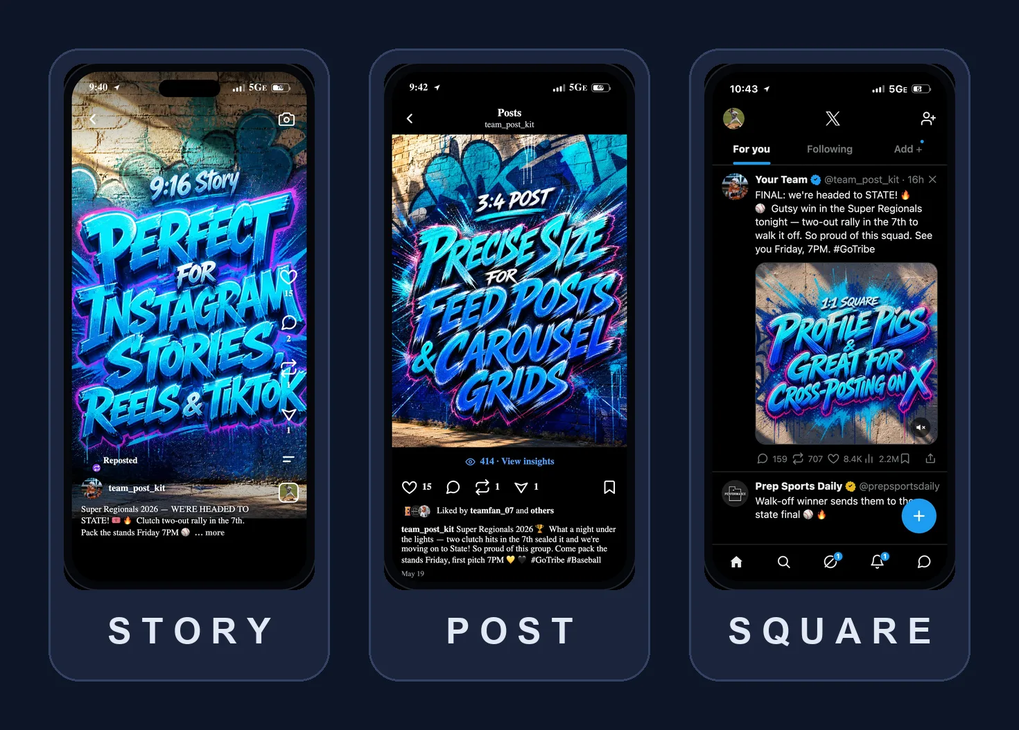 The Only 3 Social Media Sizes Your Team Needs graphic example